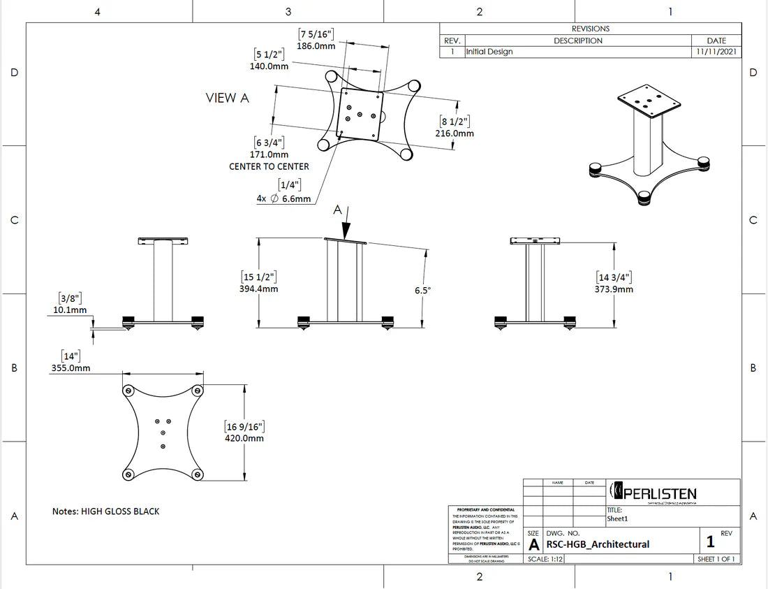 Perlisten RSC-HGB Center Speaker Stand for R Series